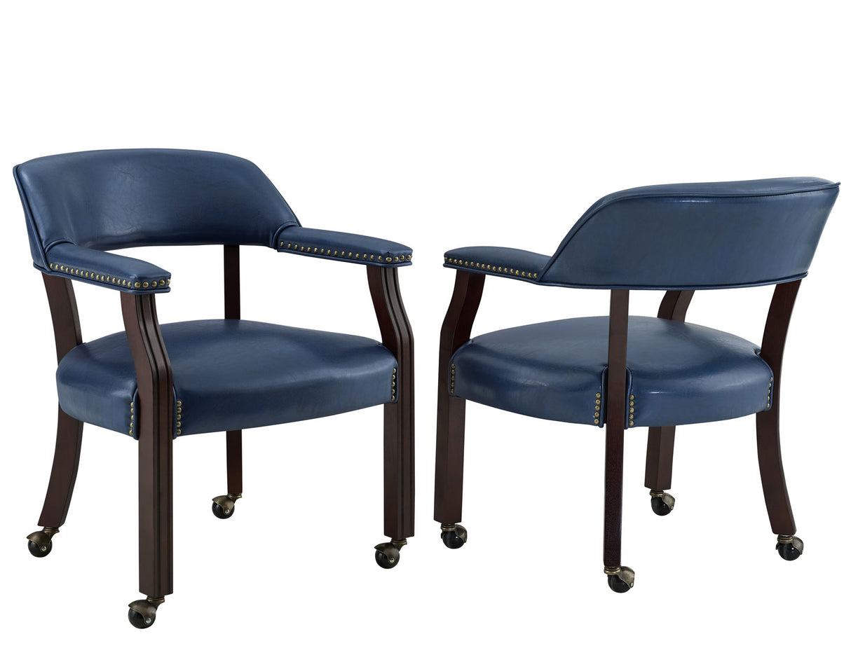 Tournament Arm Chair w/Casters, Navy, Set of 2 from Steve Silver - Luna Furniture
