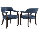 Tournament Arm Chair w/Casters, Navy, Set of 2 from Steve Silver - Luna Furniture