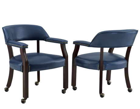 Tournament Arm Chair w/Casters, Navy, Set of 2 from Steve Silver - Luna Furniture