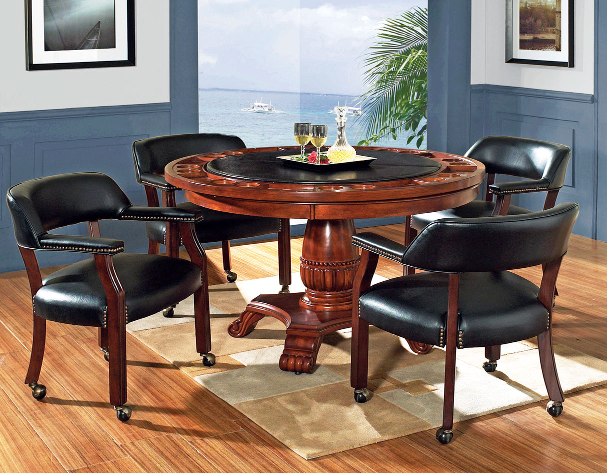 Tournament Game Table and Chairs, 6-Piece, Black(Table & 4 Side Chairs) from Steve Silver - Luna Furniture