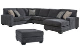 Tracling Slate 3-Piece Sectional with Ottoman from Ashley Furniture - Luna Furniture