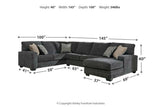 Tracling Slate 3-Piece Sectional with Ottoman from Ashley Furniture - Luna Furniture