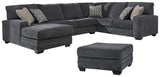 Tracling Slate 3-Piece Sectional with Ottoman from Ashley Furniture - Luna Furniture