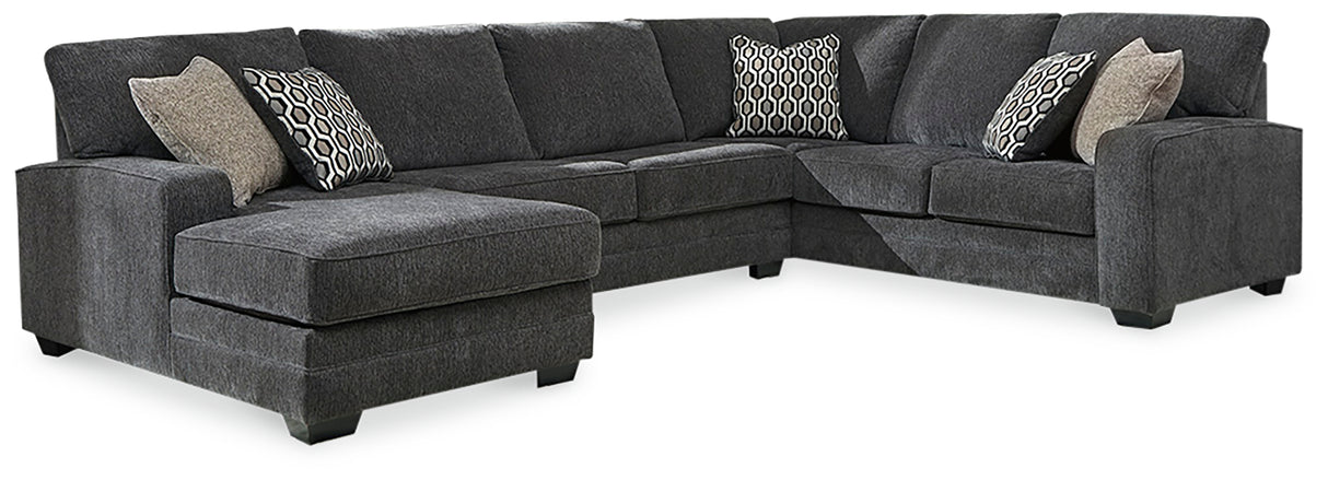 Tracling Slate 3-Piece Sectional with Ottoman from Ashley Furniture - Luna Furniture