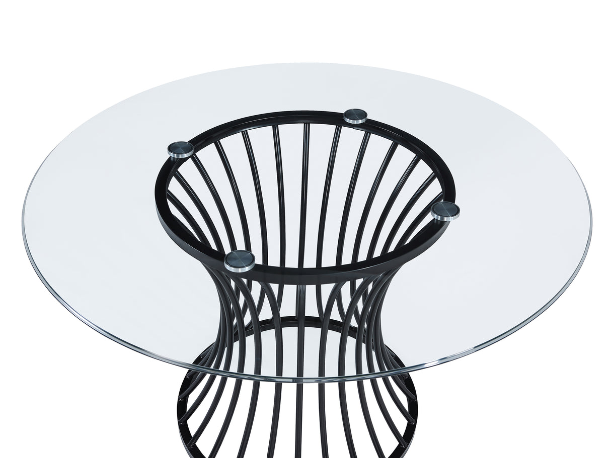 Tracy Black Round Glass Top Dining Table from Crown Mark - Luna Furniture