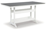 Transville Gray/White Outdoor Counter Height Dining Table with 4 Barstools from Ashley Furniture - Luna Furniture