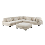 Traverse Beige Corduroy Ottoman from Homelegance - Luna Furniture