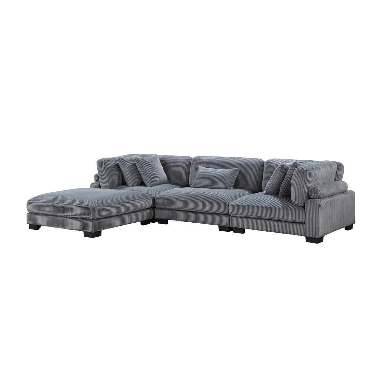 Traverse Gray Corduroy 4-Piece Modular Sectional with Ottoman from Homelegance - Luna Furniture