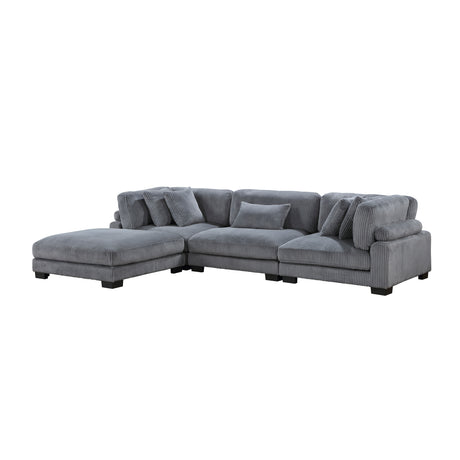 Traverse Gray Corduroy 4-Piece Modular Sectional with Ottoman from Homelegance - Luna Furniture