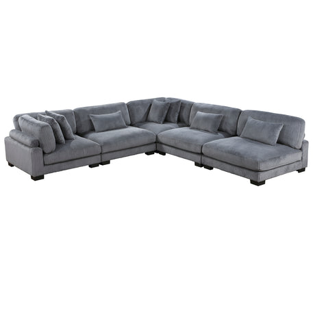 Traverse Gray Corduroy 5-Piece Modular Sectional from Homelegance - Luna Furniture