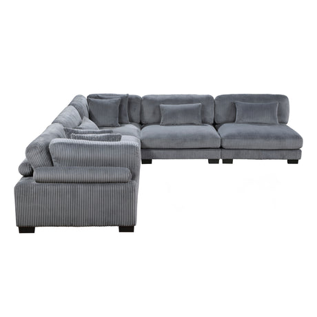 Traverse Gray Corduroy 5-Piece Modular Sectional from Homelegance - Luna Furniture