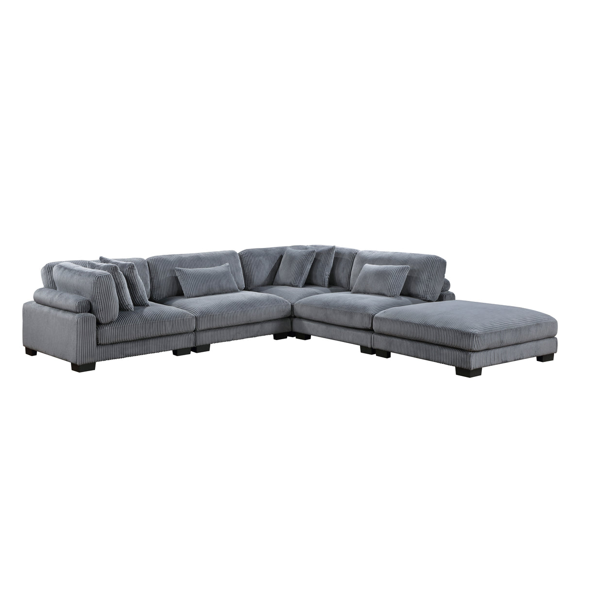 Traverse Gray Corduroy 5-Piece Modular Sectional with Ottoman from Homelegance - Luna Furniture