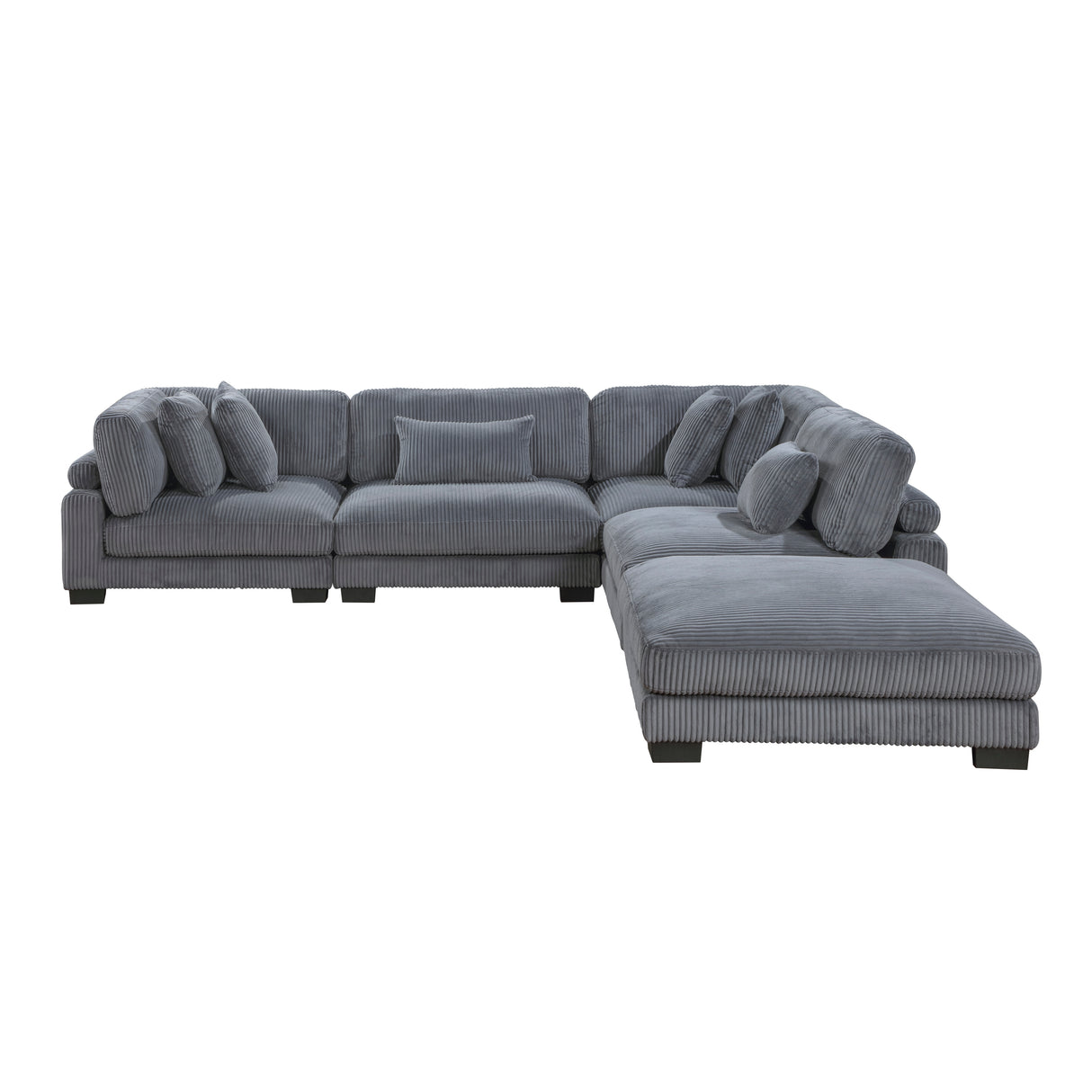 Traverse Gray Corduroy 5-Piece Modular Sectional with Ottoman from Homelegance - Luna Furniture