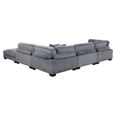 Traverse Gray Corduroy 5-Piece Modular Sectional with Ottoman from Homelegance - Luna Furniture
