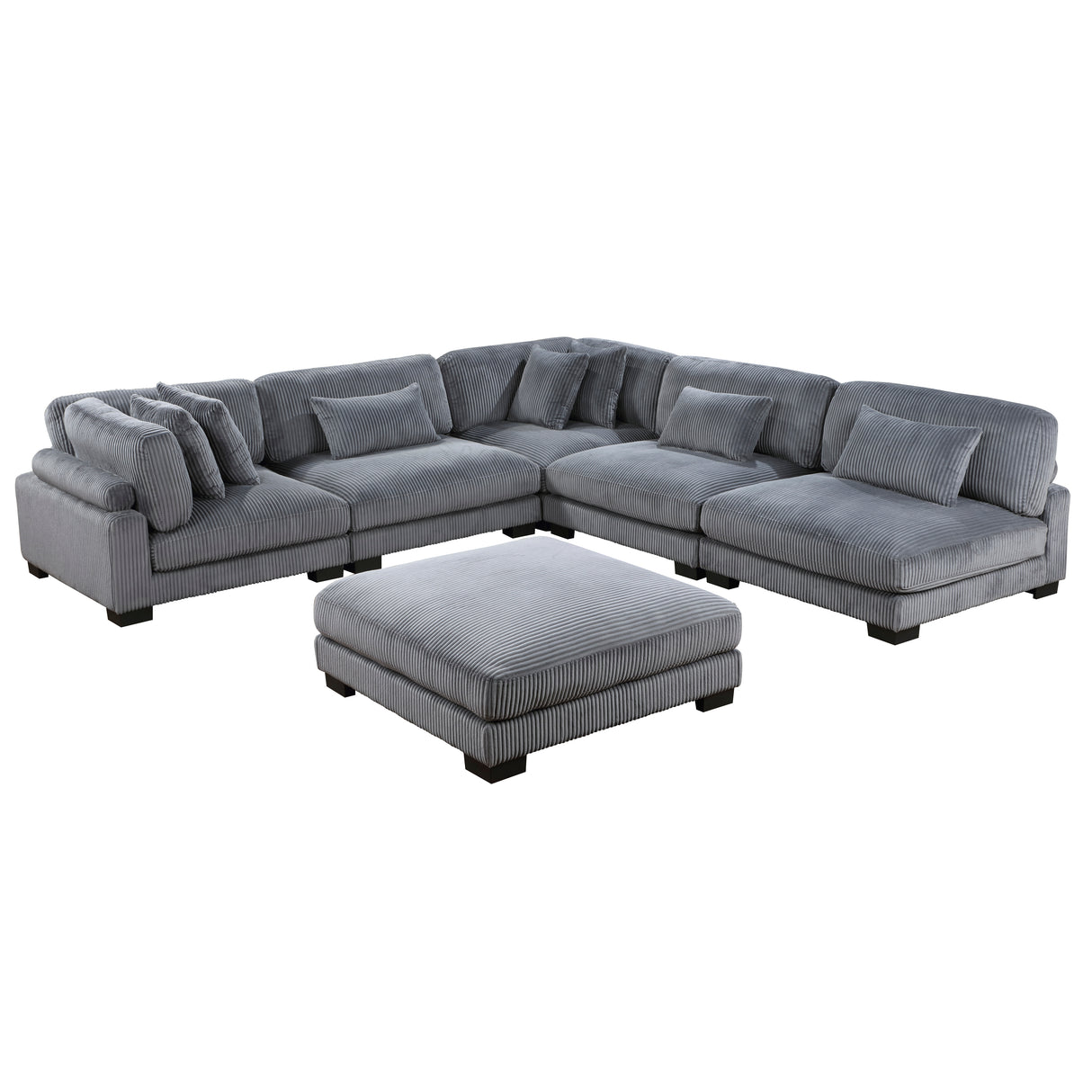 Traverse Gray Corduroy 6-Piece Modular Sectional with Ottoman from Homelegance - Luna Furniture