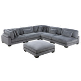 Traverse Gray Corduroy 6-Piece Modular Sectional with Ottoman from Homelegance - Luna Furniture