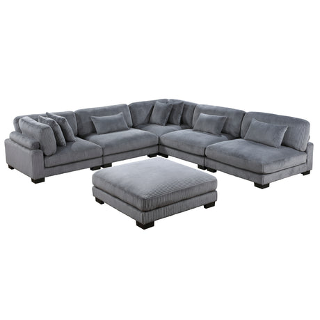 Traverse Gray Corduroy 6-Piece Modular Sectional with Ottoman from Homelegance - Luna Furniture