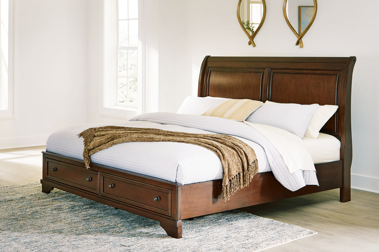 Trellington Brown King Sleigh Storage Bed from Ashley Furniture - Luna Furniture