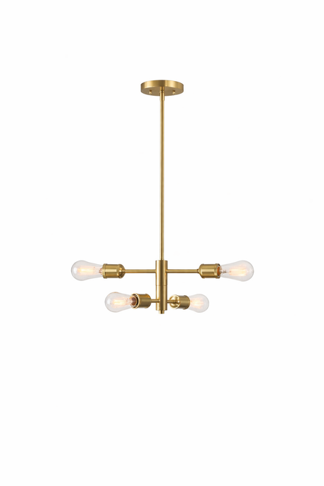 Trellis Four Lights Modern Gold Chandelier Vintage Pendant Fixture for Living Room Dining Kitchen 15"W × 6.75"H from Ashcroft Furniture - Luna Furniture