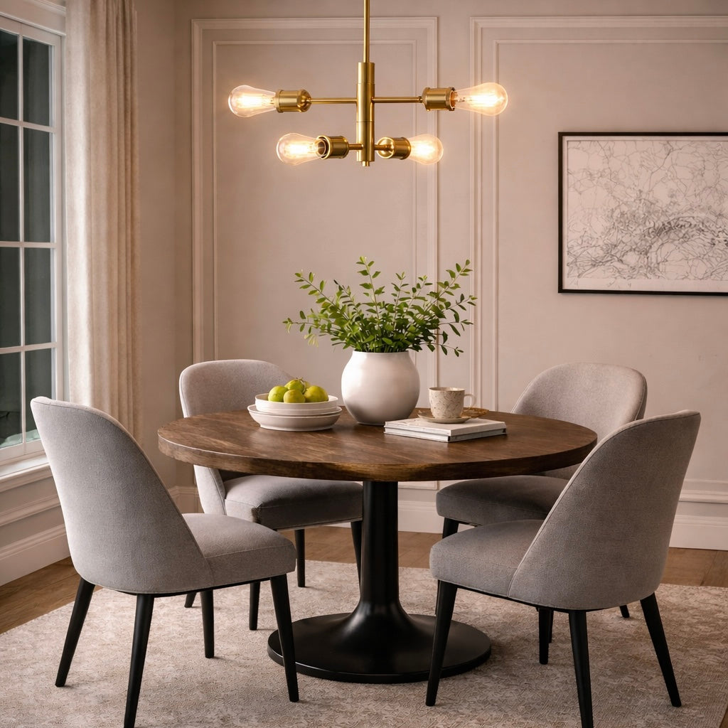 Trellis Four Lights Modern Gold Chandelier Vintage Pendant Fixture for Living Room Dining Kitchen 15"W × 6.75"H from Ashcroft Furniture - Luna Furniture