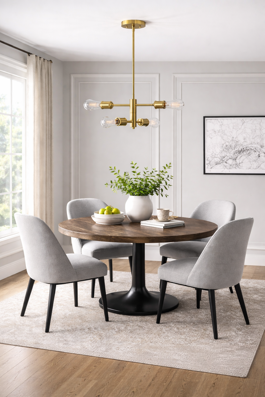 Trellis Four Lights Modern Gold Chandelier Vintage Pendant Fixture for Living Room Dining Kitchen 15"W × 6.75"H from Ashcroft Furniture - Luna Furniture