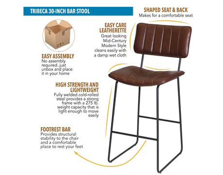 Tribeca 30″ Bar Stool from Steve Silver - Luna Furniture