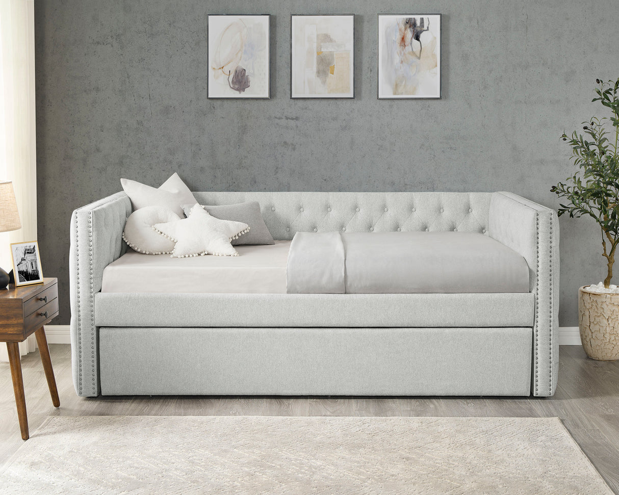 Trina Dove Gray Twin Daybed with Trundle from Crown Mark - Luna Furniture