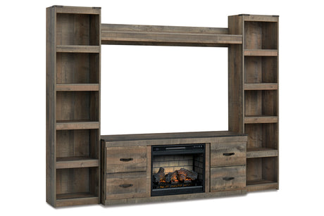 Trinell Brown 4-Piece Entertainment Center with Electric Fireplace from Ashley - Luna Furniture