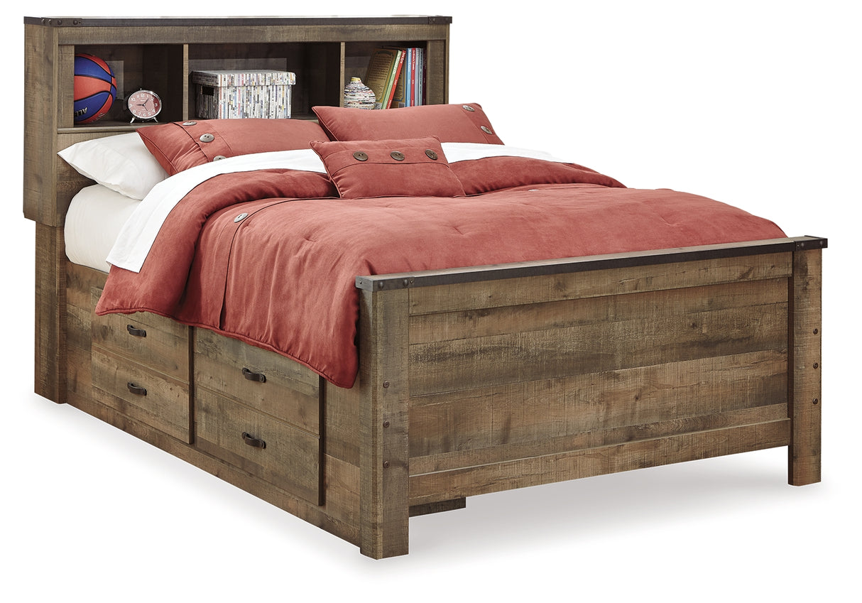 Trinell Brown Full Bookcase Storage Bed, Dresser, Mirror, Chest and 2 Nightstands from Ashley - Luna Furniture