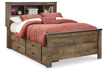 Trinell Brown Full Bookcase Storage Platform Bed with 4 Drawers from Ashley - Luna Furniture