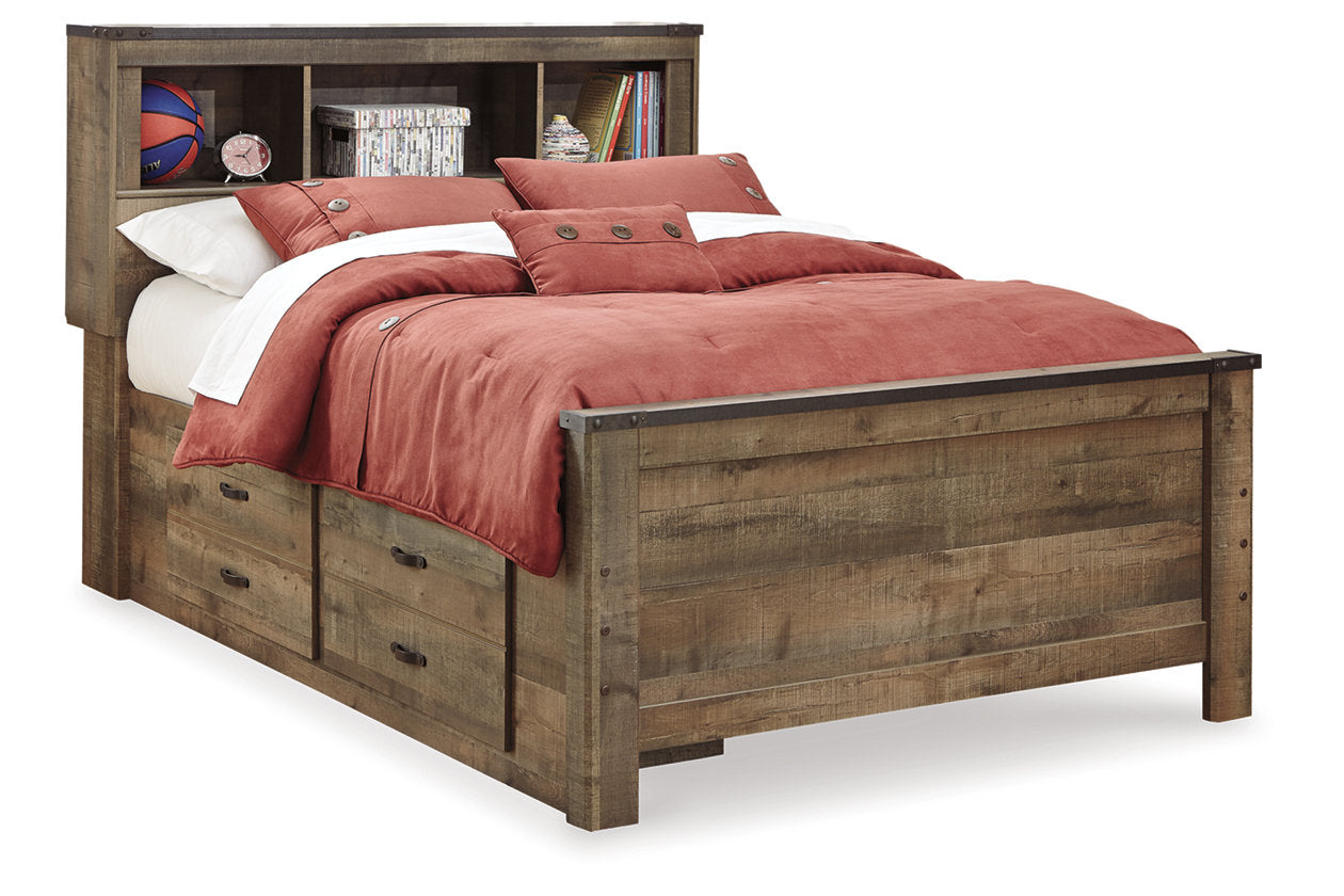 Trinell Brown Full Bookcase Storage Platform Bed with 4 Drawers from Ashley - Luna Furniture