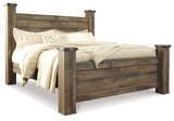 Trinell Brown King Poster Bed, Dresser, Mirror and Nightstand from Ashley - Luna Furniture