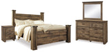 Trinell Brown King Poster Bed, Dresser, Mirror and Nightstand from Ashley - Luna Furniture