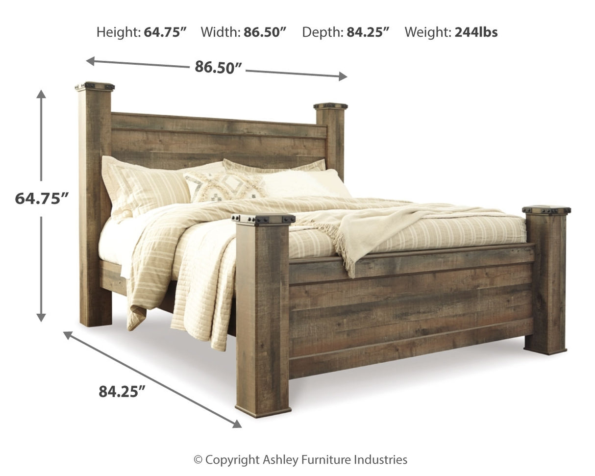 Trinell Brown King Poster Bed, Dresser, Mirror and Nightstand from Ashley - Luna Furniture