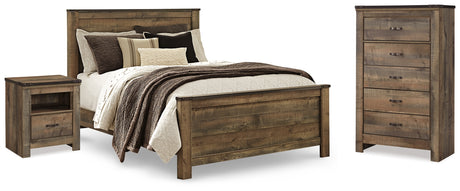 Trinell Brown Queen Panel Bed, Chest and 2 Nightstands from Ashley - Luna Furniture