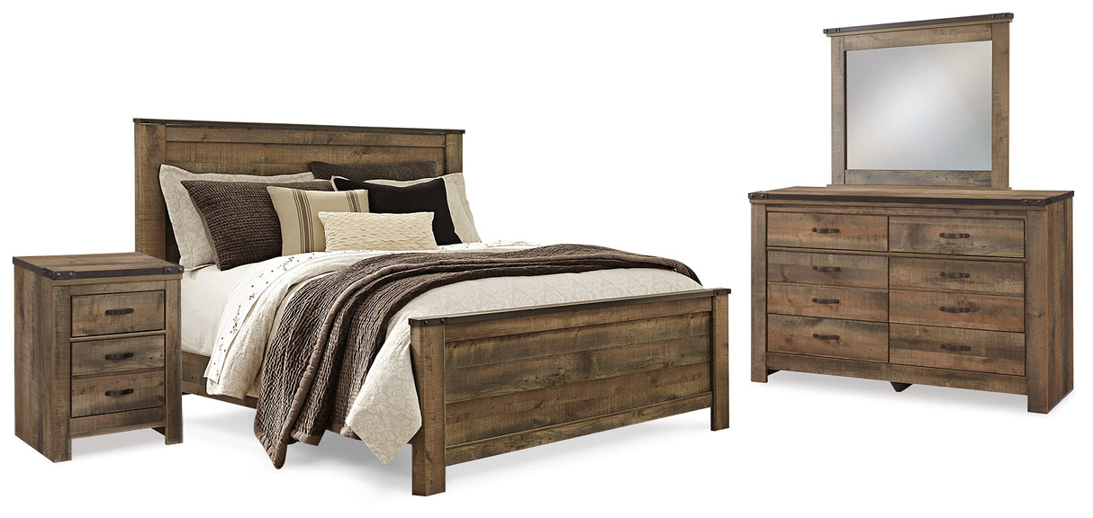 Trinell Brown Queen Panel Bed, Dresser, Mirror and Nightstand from Ashley - Luna Furniture