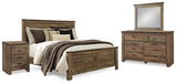 Trinell Brown Queen Panel Bed, Dresser, Mirror and Nightstand from Ashley - Luna Furniture