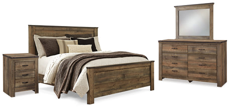 Trinell Brown Queen Panel Bed, Dresser, Mirror and Nightstand from Ashley - Luna Furniture