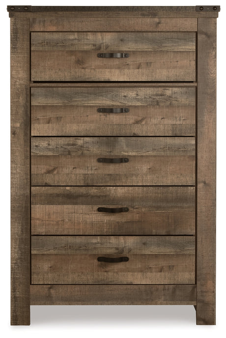 Trinell Brown Queen Poster Bed, Dresser, Mirror, Chest and 2 Nightstands from Ashley - Luna Furniture