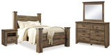 Trinell Brown Queen Poster Bed, Dresser, Mirror and Nightstand from Ashley - Luna Furniture