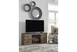 Trinell Brown TV Stand with Electric Fireplace from Ashley - Luna Furniture