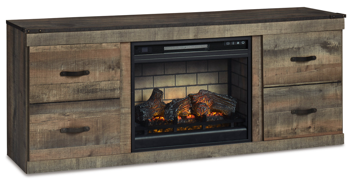 Trinell Brown TV Stand with Electric Fireplace from Ashley - Luna Furniture