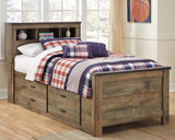 Trinell Brown Twin Panel Bed with Storage and Nightstand from Ashley - Luna Furniture