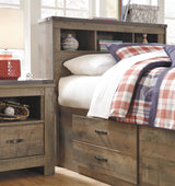 Trinell Brown Twin Panel Bed with Storage and Nightstand from Ashley - Luna Furniture
