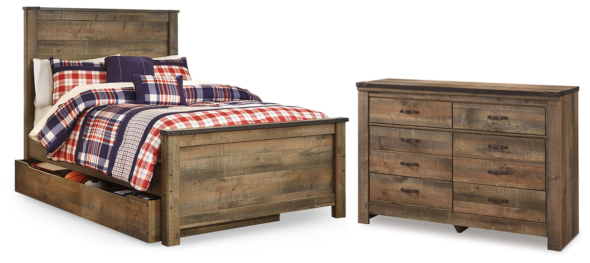 Trinell Full Panel Bed with Storage and Dresser from Ashley - Luna Furniture