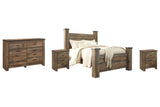 Trinell Queen Poster Bed with Dresser and 2 Nightstands in Brown from Ashley - Luna Furniture