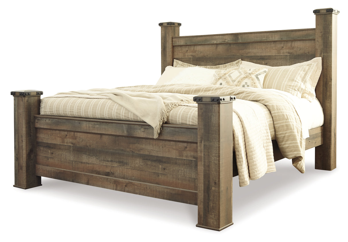 Trinell Queen Poster Bed with Dresser and 2 Nightstands in Brown from Ashley - Luna Furniture