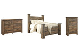 Trinell Queen Poster Bed with Dresser and Chest in Brown from Ashley - Luna Furniture