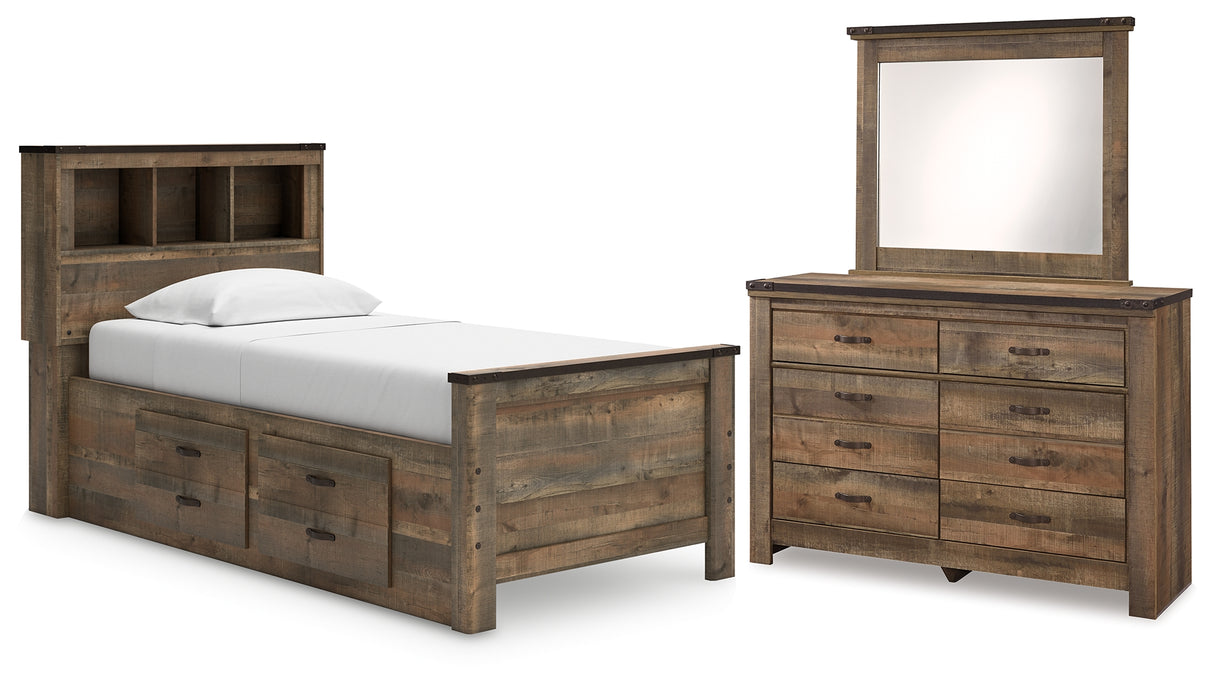 Trinell Twin Bookcase Storage Bed, Dresser and Mirror from Ashley - Luna Furniture