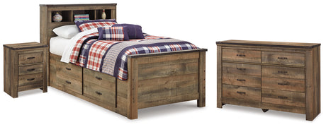 Trinell Twin Bookcase Storage Bed, Dresser and Nightstand from Ashley - Luna Furniture